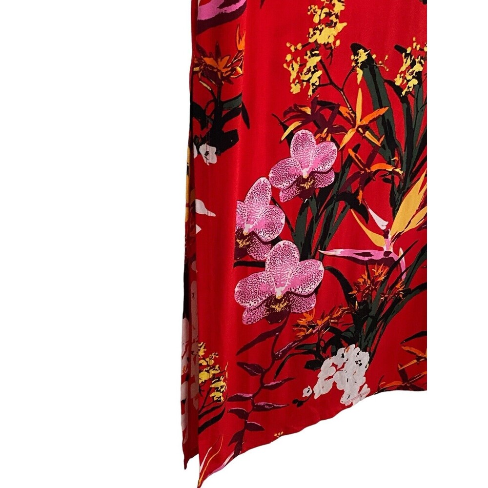 G.I.L.I Got It Love It Womens Red Floral Side Slit Maxi Dress - Picture 4 of 10